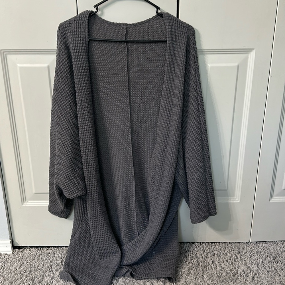 Gray drop shoulder cardigan